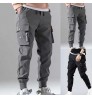 Wholesale autumn men's pants hip-hop harem jogging pants 2021 new men's trousers men's solid color multi-pocket overalls tights