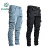 Enerup OEM/ODM Fashion Hombre Mujer Multi Pocket Casual Pencil Cotton Straight-leg Men's Trousers Pants Jeans