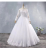 Wedding Clothing White Wedding Dress Ball Gown Elegant Embroidered Flower Big Lace Train Long Sleeve Wedding Dress Bridal Gown