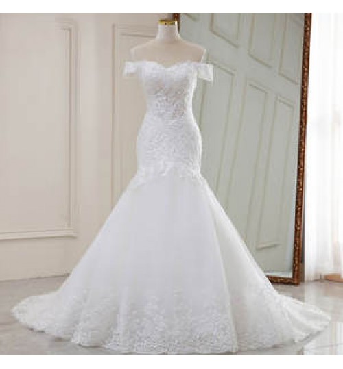 2021 Short Sleeve Wedding Gown Bride Vestido De Noiva White Lace sequin Mermaid Wedding Dress