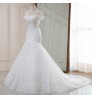 2021 Short Sleeve Wedding Gown Bride Vestido De Noiva White Lace sequin Mermaid Wedding Dress