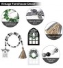 Tiered Tray Decor Wooden Farmhouse Window Wooden Rustic Mount Window Frames and Black White Wood Bead Garland with Tassel