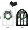 Tiered Tray Decor Wooden Farmhouse Window Wooden Rustic Mount Window Frames and Black White Wood Bead Garland with Tassel