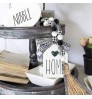 Tiered Tray Decor Wooden Farmhouse Window Wooden Rustic Mount Window Frames and Black White Wood Bead Garland with Tassel