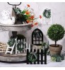 Tiered Tray Decor Wooden Farmhouse Window Wooden Rustic Mount Window Frames and Black White Wood Bead Garland with Tassel