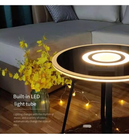 Amazon Shopify Ebay Dropshipping Side Table Coffee Sofa Furniture Decorative Round Corner Speaker Table with RGB led night light