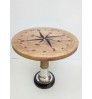 Nautical Compass Coffee Table Round Wooden Modern Brown Living Packing Room Finish Furniture Decoration End Table