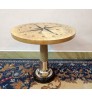 Nautical Compass Coffee Table Round Wooden Modern Brown Living Packing Room Finish Furniture Decoration End Table