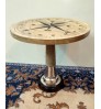 Nautical Compass Coffee Table Round Wooden Modern Brown Living Packing Room Finish Furniture Decoration End Table