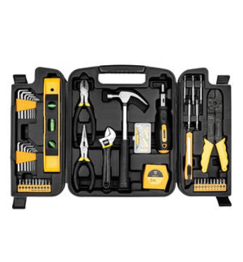 DEKO DKMT130 Portable Hand Screwdriver Tool Set 130pcs Yellow Black Multi-functional High Quality Household for Home Repairing