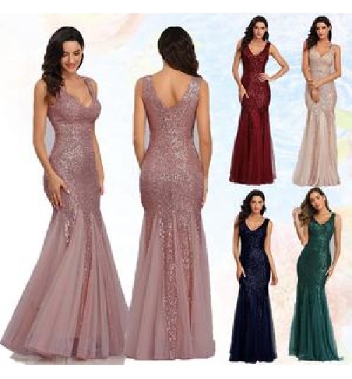 XUYA Women lace mermaid wedding dress prom dresses party maxi sequin evening dress