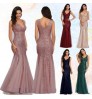 XUYA Women lace mermaid wedding dress prom dresses party maxi sequin evening dress