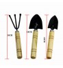 3 Piece Set Mini Garden Tool Spatula Rake Seedling Machine for Outdoor Potted Flowers Iron Wood Black