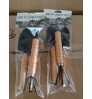 3 Piece Set Mini Garden Tool Spatula Rake Seedling Machine for Outdoor Potted Flowers Iron Wood Black