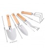 Four-piece garden tool set with stainless steel wooden handle