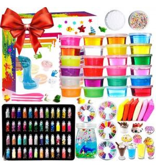 Slime kit for kids DIY Fluffy Slime Kit Crystal Slime Set for Girls Boys Toys Kids Art Craft 24 colors