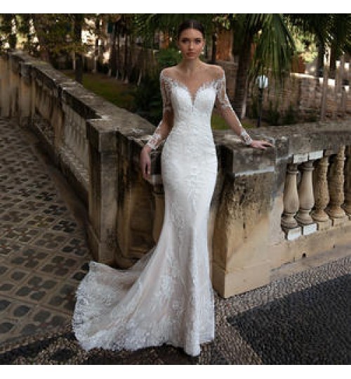 S376A The starry sky bride's off shoulder trailing tail main mermaid wedding dress