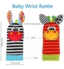 4Pcs Juguete Sonajer Baby Cartoon Cute Soft Wrist Strap Cotton Socks Toys Rattles Gift Wrist Rattles and Foot Finder For Toddler