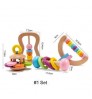 Wooden Toys Colorful Baby Rattle Set Safe Food Grade Wood Rattle Soother Bracelet Teether Set Montessori Toddler Toy Bell Gift