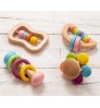 Wooden Toys Colorful Baby Rattle Set Safe Food Grade Wood Rattle Soother Bracelet Teether Set Montessori Toddler Toy Bell Gift