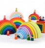 12pcs Wooden Rainbow Blocks Stacking Toy Large Rainbow Building Blocks Wooden Toys for kids Montessori Educational Toys