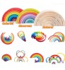 Best Quality of Baby Wooden Toys Rainbow Building Blocks Balance Stacking Games 3D Puzzle Montessori Educational Toys For Child