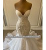 Sexy Sweetheart Mermaid African Wedding Dresses 2022 Luxury Beaded Embroidery Women White Organza Bridal Wedding Gowns