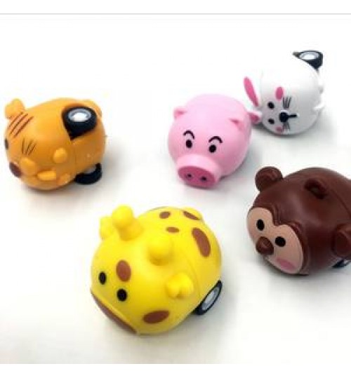 Promotional Gift Plastic Animal Shaped Mixed Mini Cartoon Pull Back Toy Cars For Kids