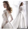 Ready to ship Wedding Spring Summer Autumn Winter Satin Lace Slimming Fashion Bride Long Sleeve Halter Tail Wedding Dress