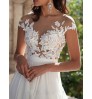 Glitter Wedding Dresses Puff Sleeve Appliques Lace 3D Flowers off Shoulder Tulle Boho Bride Gown 2021 vestidos de novia