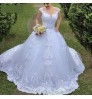 Modest Simple Sleeveless White Fashion Bridal Gowns Sequins Vintage Tulle Applique Floor-Length Women Wedding Dress