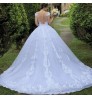 Modest Simple Sleeveless White Fashion Bridal Gowns Sequins Vintage Tulle Applique Floor-Length Women Wedding Dress