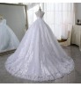 Modest Simple Sleeveless White Fashion Bridal Gowns Sequins Vintage Tulle Applique Floor-Length Women Wedding Dress