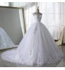 Modest Simple Sleeveless White Fashion Bridal Gowns Sequins Vintage Tulle Applique Floor-Length Women Wedding Dress