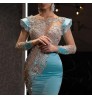 Women Evening Dresses For Party Summer Woman Princess Maxi Evening Gowns Blue Fishtail Dresses