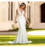 2022 Luxury Mermaid Wedding Dress Trumpet Wedding Dresses V Neck Court Train Lace Spaghetti Strap Bridal Dresses For Women