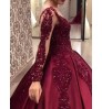 Elegant V Neck Long Sleeve Grohada-Sparkle Wedding Party Women Dresses For Engagement Party Dress