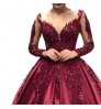 Elegant V Neck Long Sleeve Grohada-Sparkle Wedding Party Women Dresses For Engagement Party Dress