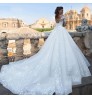 2022 Floral Print Round Neck Allurebridals Wedding Dress Embroidery Cathedral Train embroidered bridal gowns robe de mariage