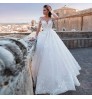 2022 Floral Print Round Neck Allurebridals Wedding Dress Embroidery Cathedral Train embroidered bridal gowns robe de mariage