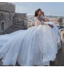 2022 Floral Print Round Neck Allurebridals Wedding Dress Embroidery Cathedral Train embroidered bridal gowns robe de mariage