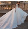 2022 Floral Print Round Neck Allurebridals Wedding Dress Embroidery Cathedral Train embroidered bridal gowns robe de mariage