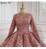 Elegant Pink Muslim Sequined Wedding Dresses 2021 Serene Hill HA2294 Long O neck Bridal Ball Gowns For Women Custom Made