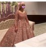 Elegant Pink Muslim Sequined Wedding Dresses 2021 Serene Hill HA2294 Long O neck Bridal Ball Gowns For Women Custom Made