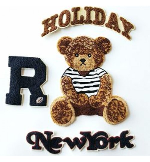 Garment Accessories Wholesale Letter Gift Patches Bear Combination Towel Stickers Embroidered Patches Chenille Fabric Garment Accessories