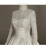 Hot Sale High Neckline Long Sleeve Beaded Mermaid Bridal Gowns Court Train Simple Lace Appliqued Wedding Dress