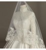 Hot Sale High Neckline Long Sleeve Beaded Mermaid Bridal Gowns Court Train Simple Lace Appliqued Wedding Dress