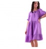 100% linen purple dresses women lady elegant made in italy