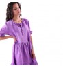 100% linen purple dresses women lady elegant made in italy