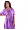 100% linen purple dresses women lady elegant made in italy